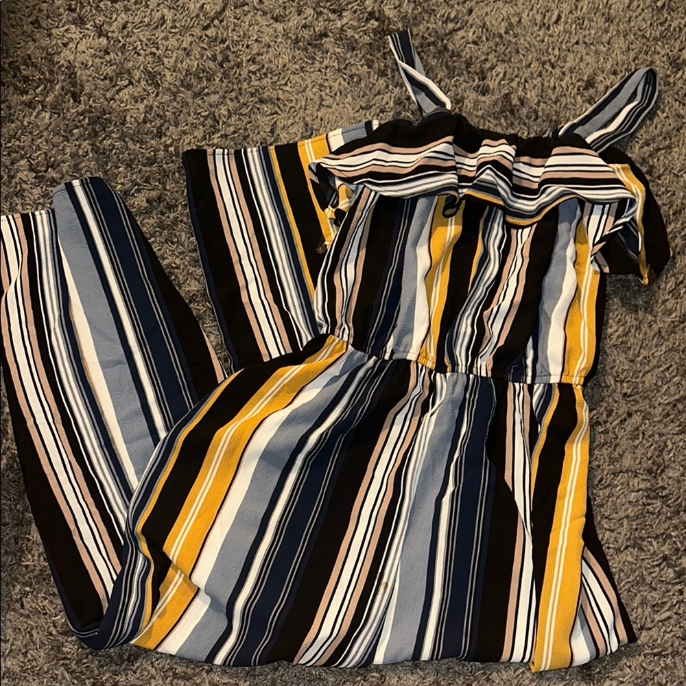 Striped Jumpsuit in Black, Yellow, and White